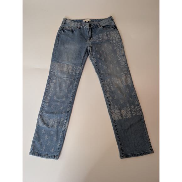 Sundance Women's Bella Etched Floral Print Straight Jeans Size 28 Boho - Picture 1 of 14